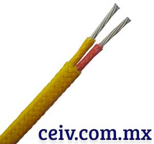 Imagen cable termopar tipo k con fibra de vidrio.